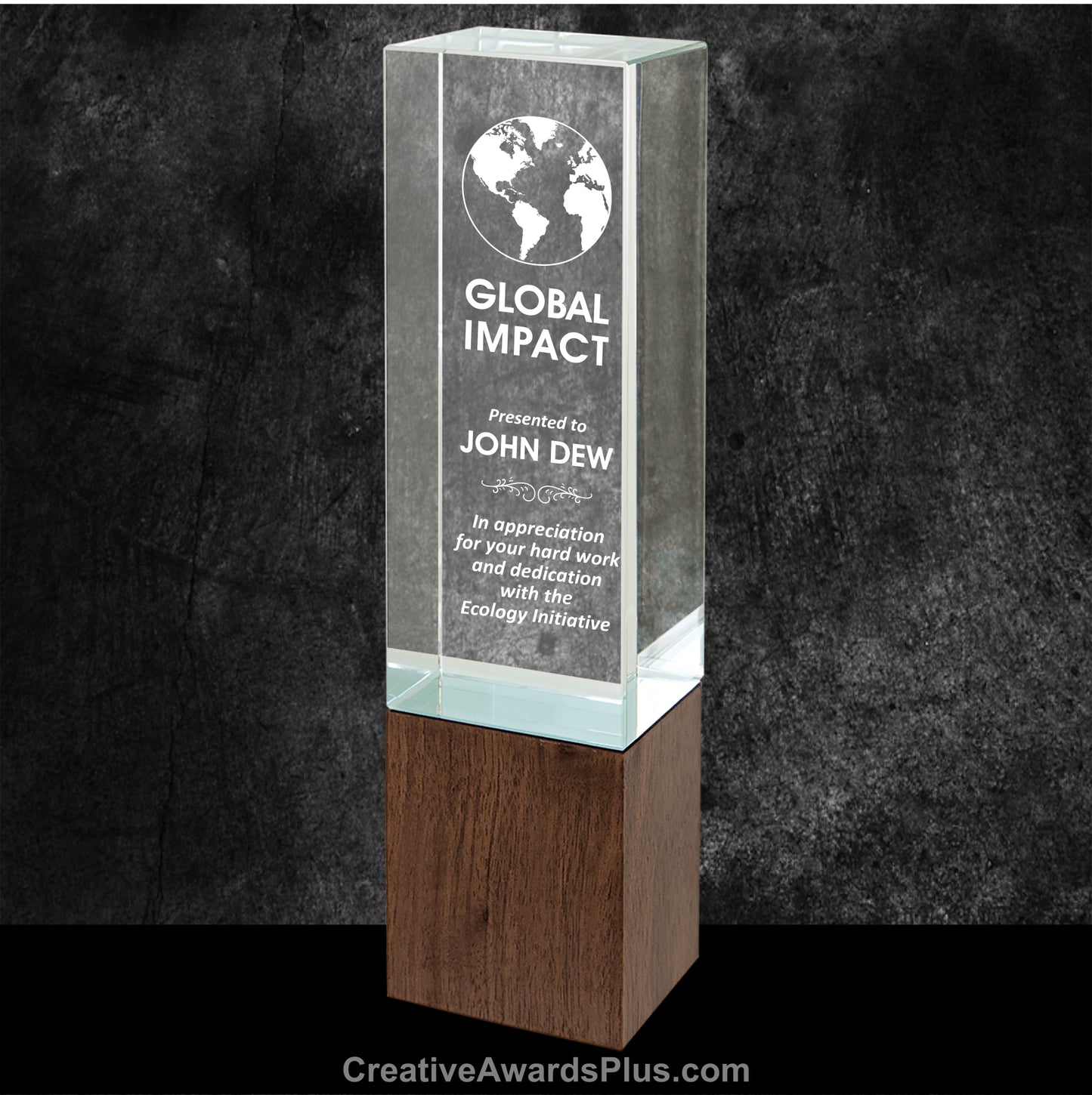 Sierra Rectangle Glass Walnut Award 9.75" / Walnut