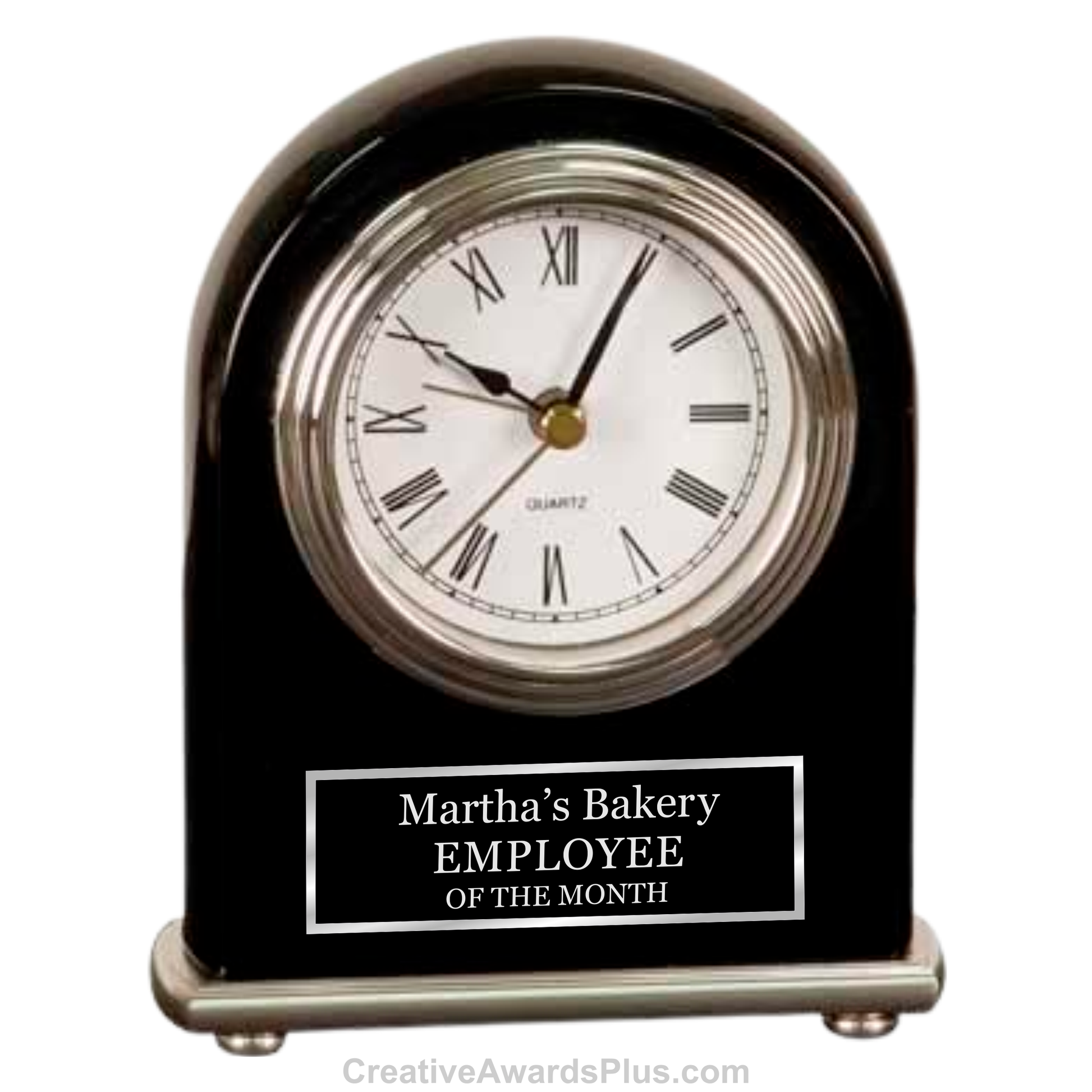 Black Piano Finish Arch Desk Clock 5" / Black