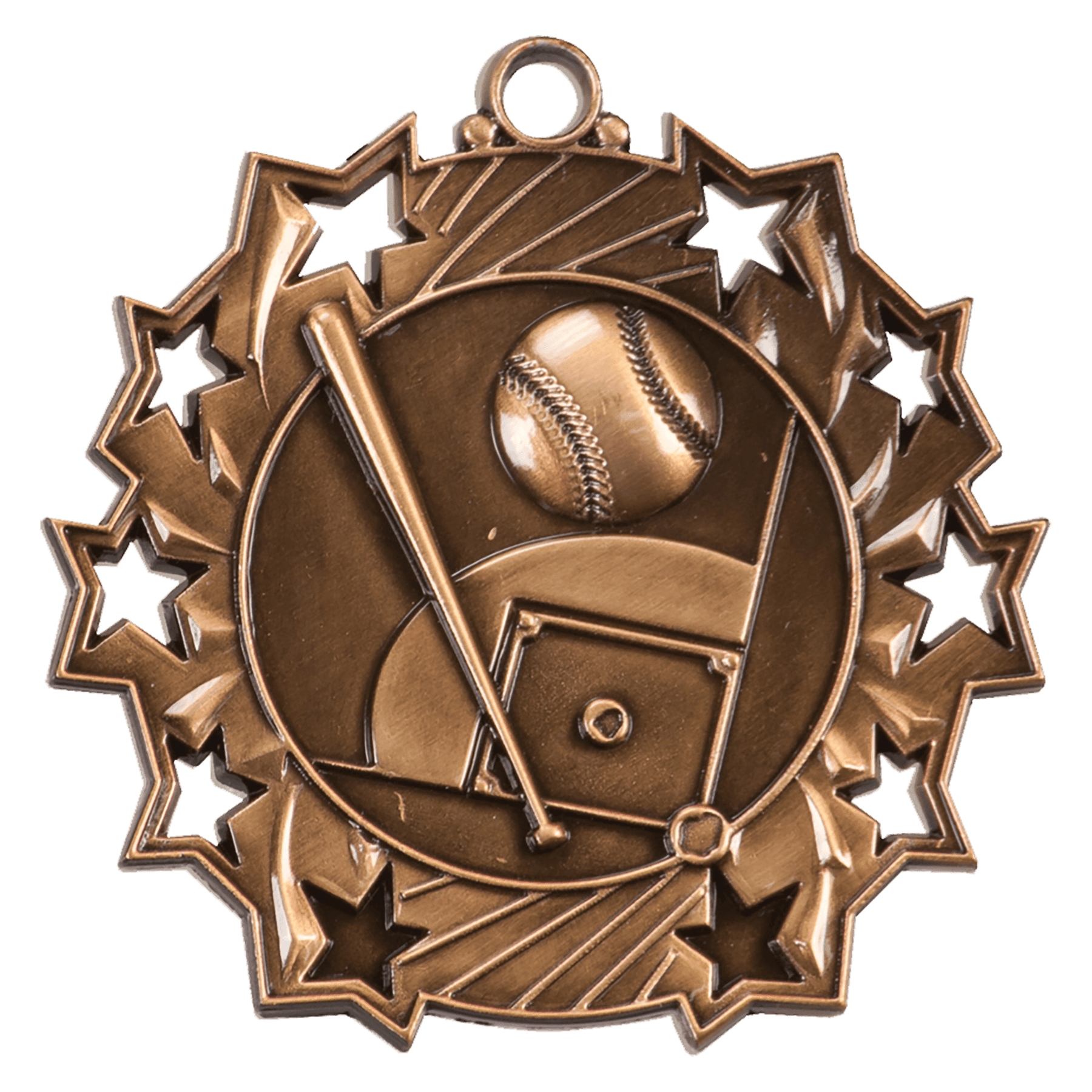 Ten Star Baseball Medal 2.25" / Bronze (Copper Tone)