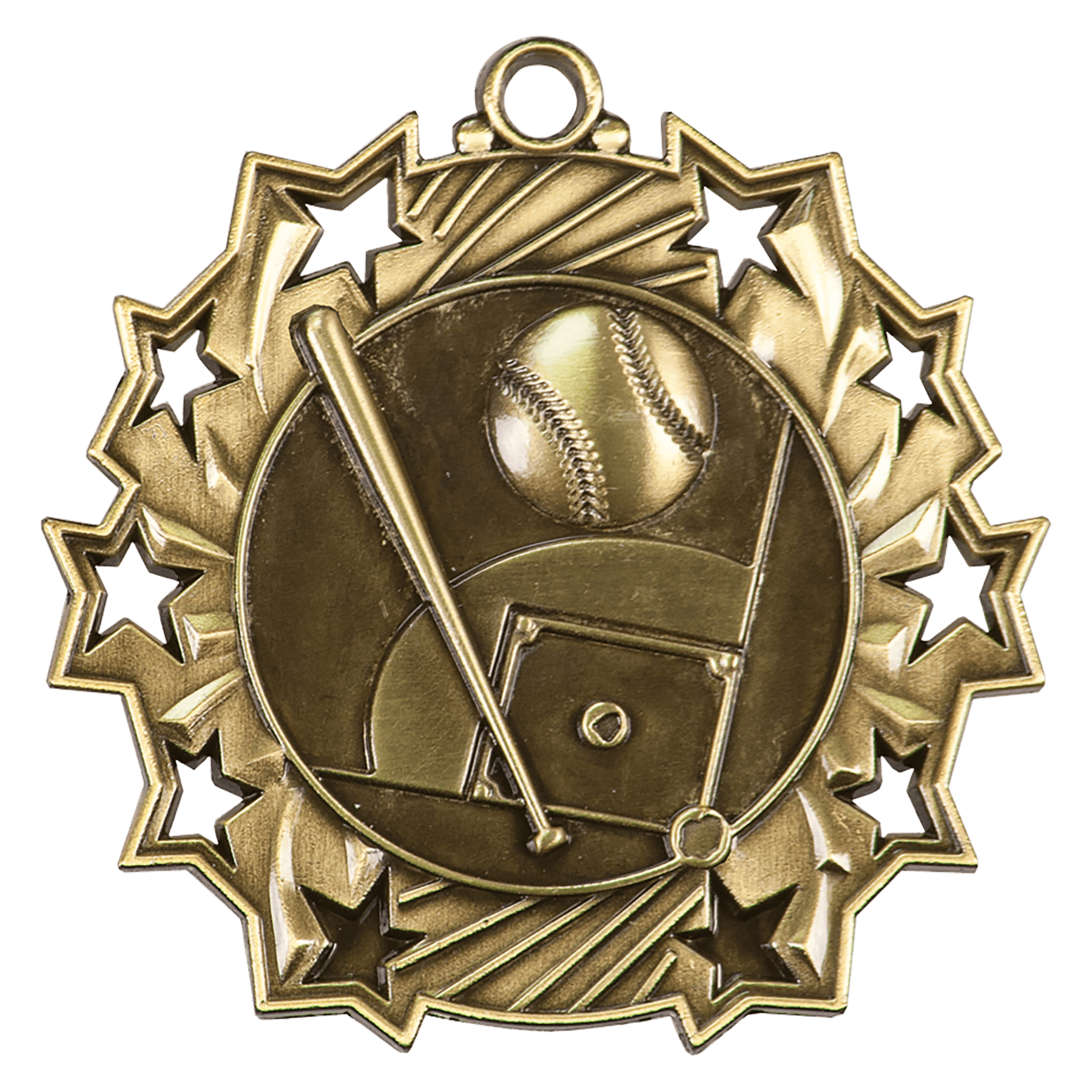 Ten Star Baseball Medal 2.25" / Gold