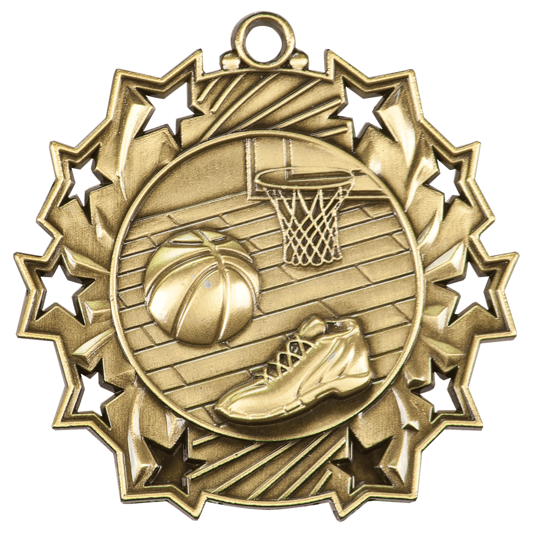 Ten Star Basketball Medal 2.25" / Gold