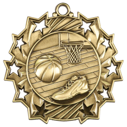 Ten Star Basketball Medal 2.25" / Gold