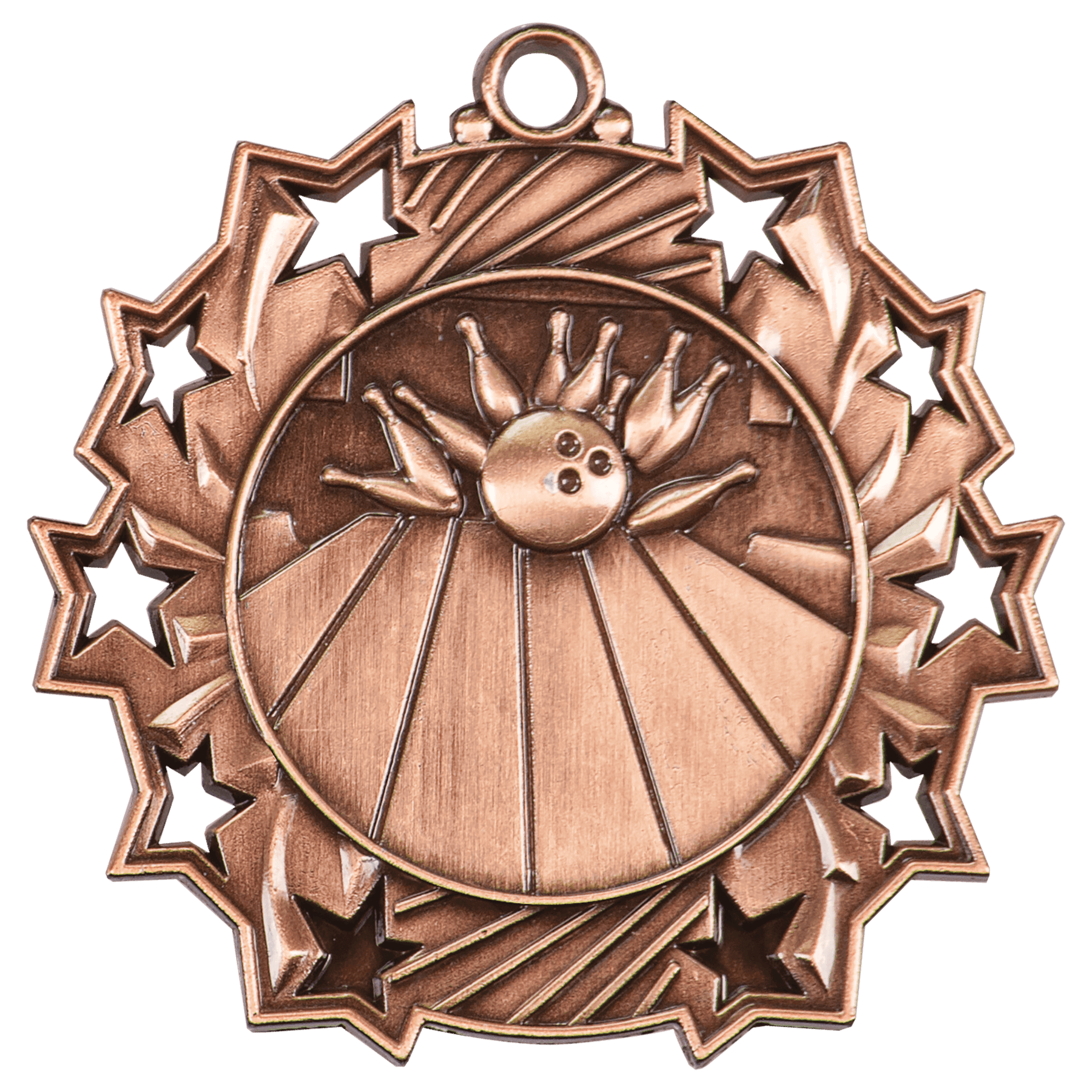 Ten Star Bowling Medal 2.25" / Bronze (Copper Tone)