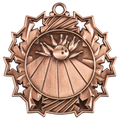 Ten Star Bowling Medal 2.25" / Bronze (Copper Tone)