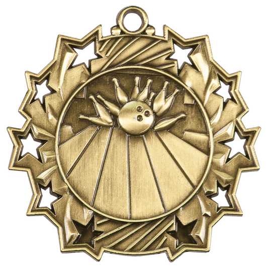 Ten Star Bowling Medal 2.25" / Gold