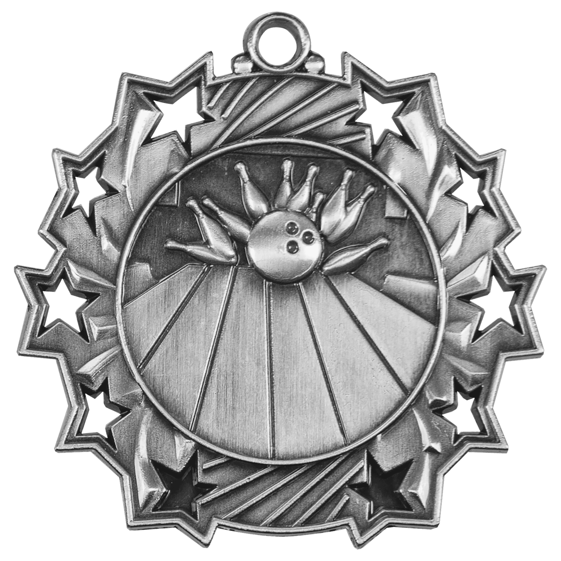 Ten Star Bowling Medal 2.25" / Silver