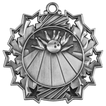 Ten Star Bowling Medal 2.25" / Silver