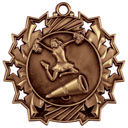 Ten Star Cheer Medal 2.25" / Bronze (Copper Tone)