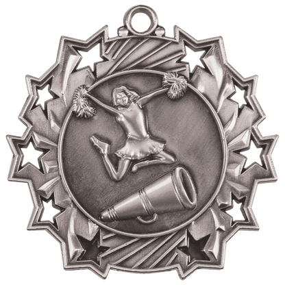 Ten Star Cheer Medal 2.25" / Silver