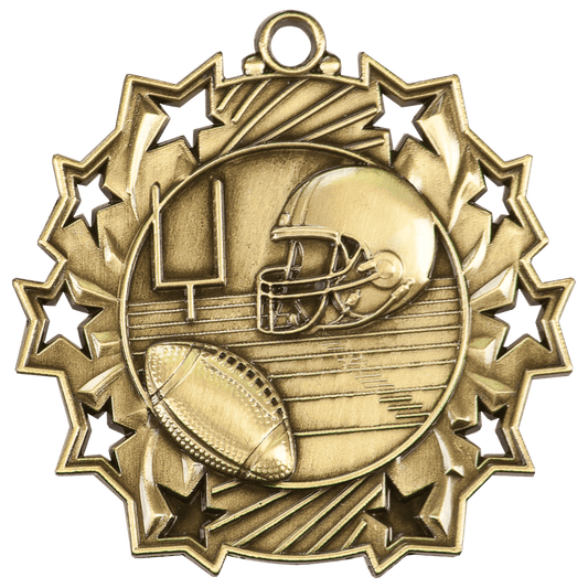 Ten Star Football Medal 2.25" / Gold