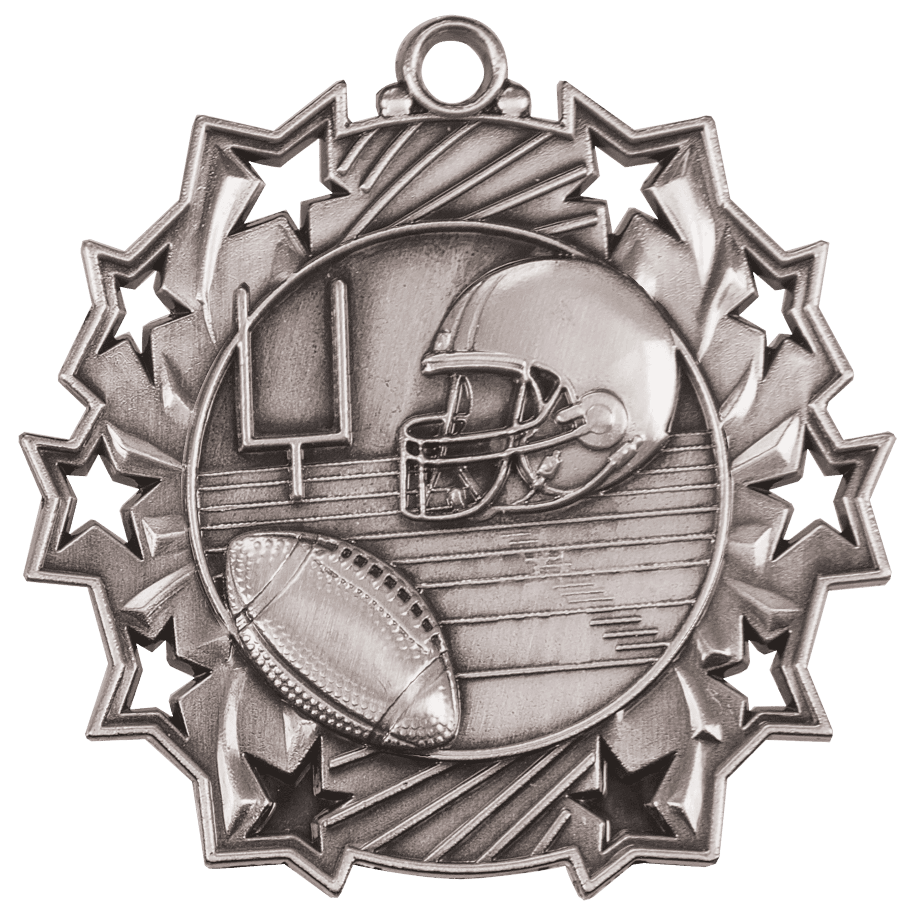 Ten Star Football Medal 2.25" / Silver