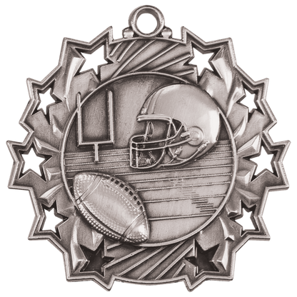 Ten Star Football Medal 2.25" / Silver