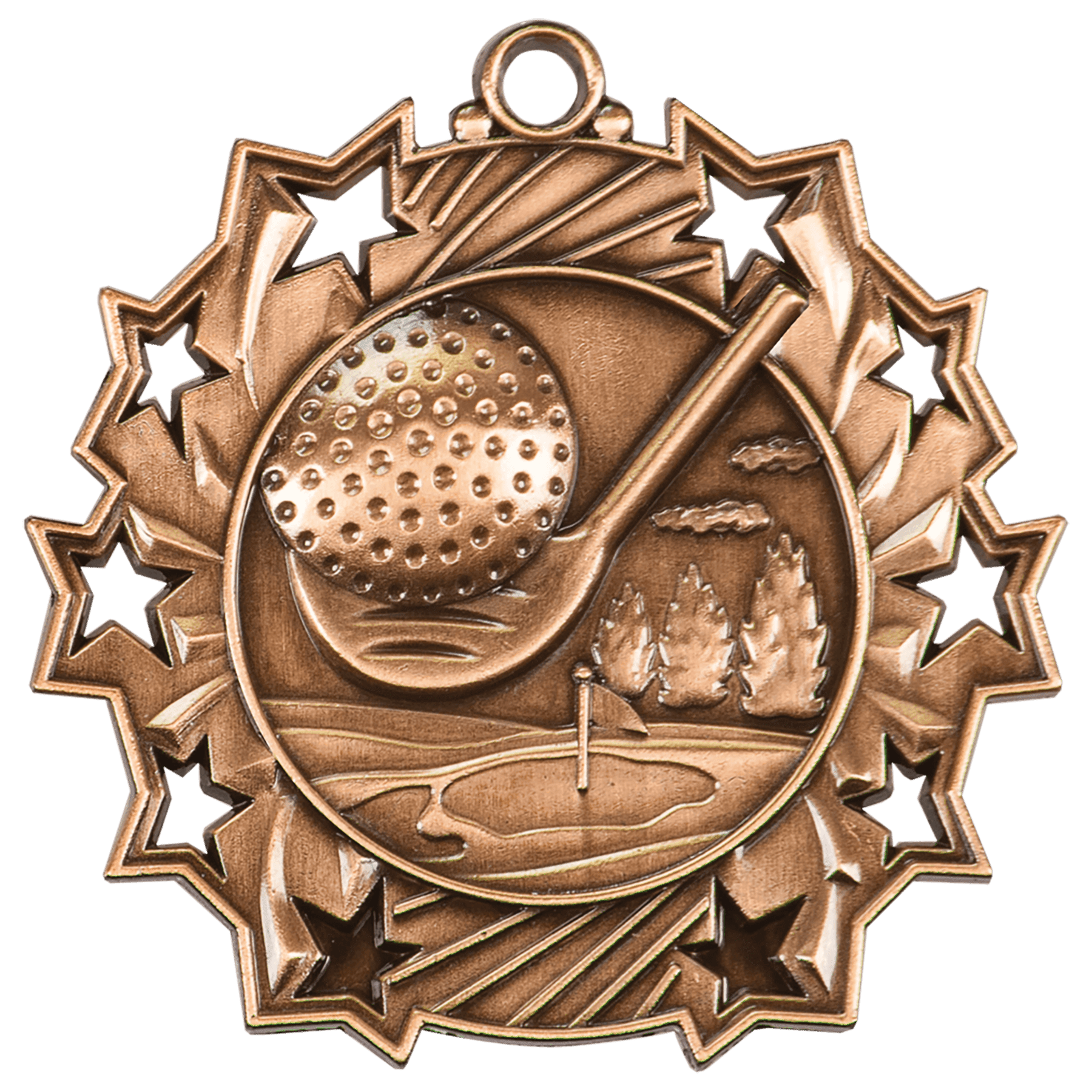 Ten Star Golf Medal 2.25" / Bronze (Copper Tone)