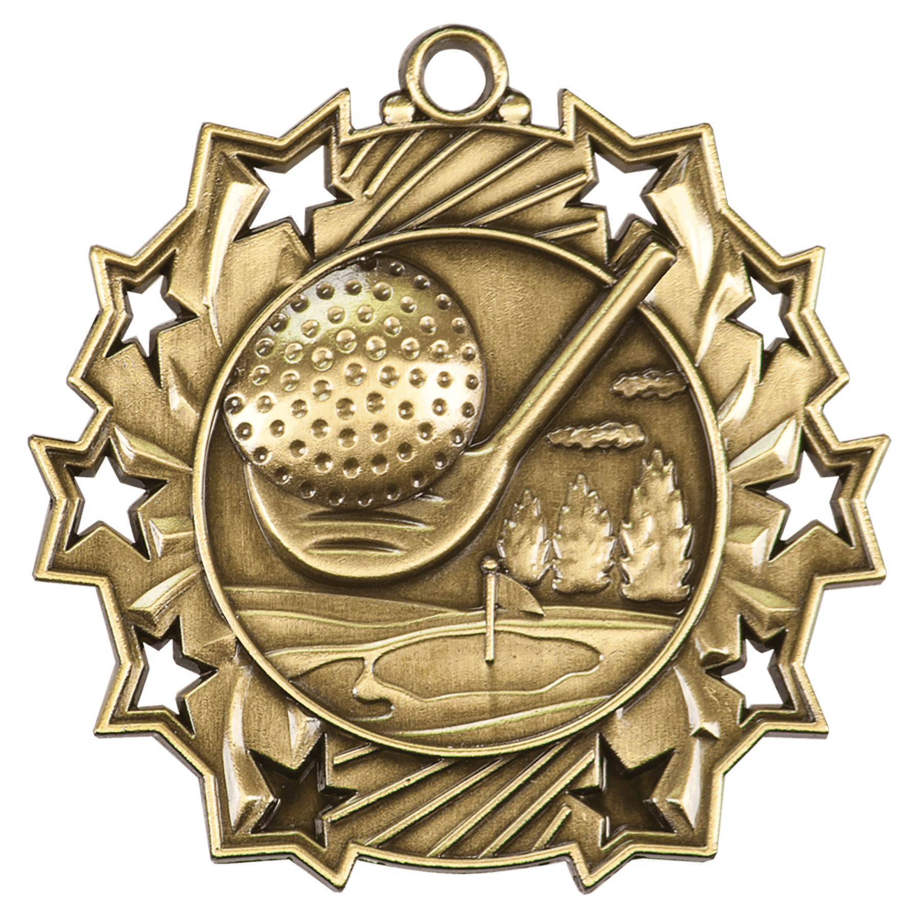 Ten Star Golf Medal 2.25" / Gold