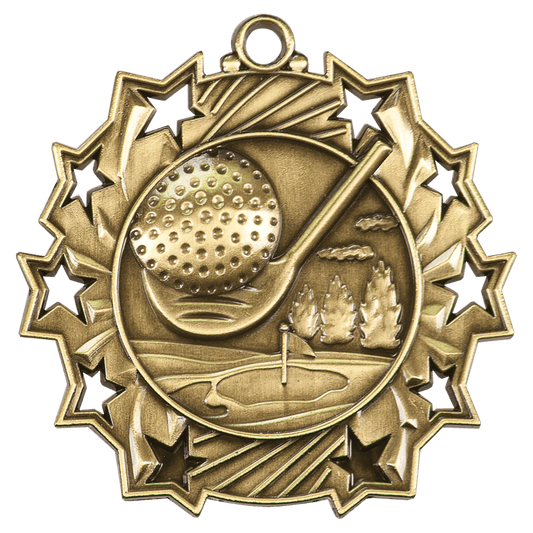 Ten Star Golf Medal 2.25" / Gold