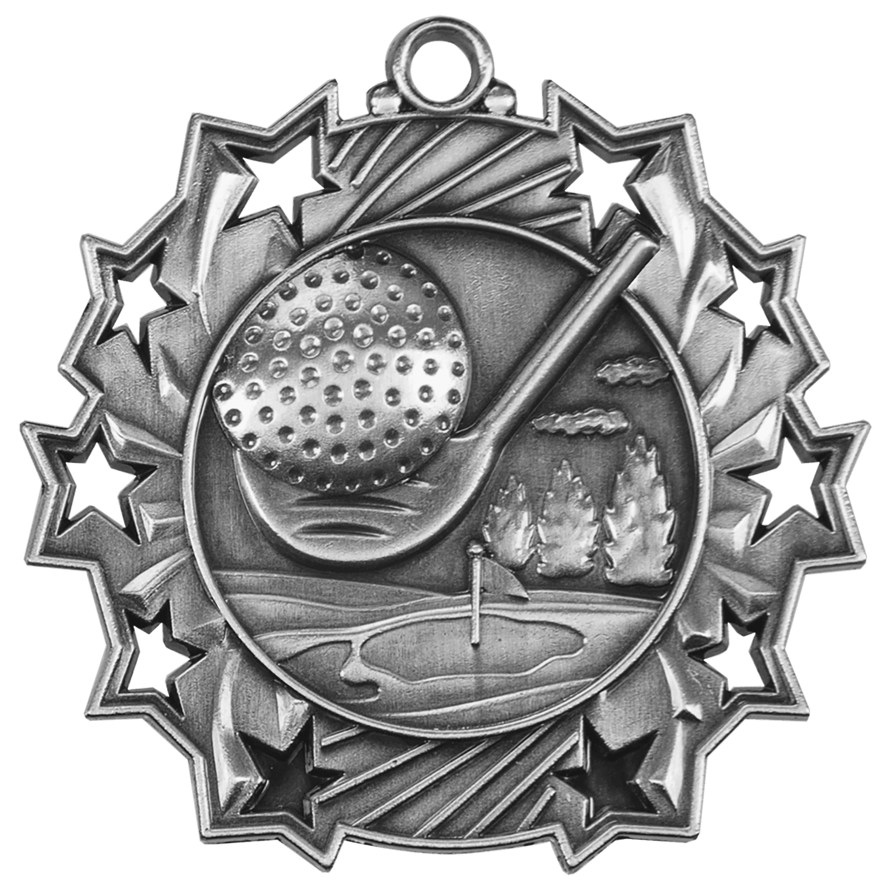 Ten Star Golf Medal 2.25" / Silver