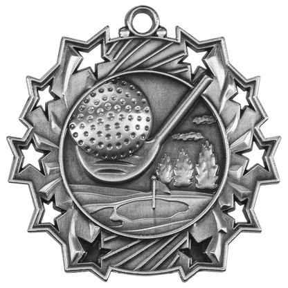 Ten Star Golf Medal 2.25" / Silver