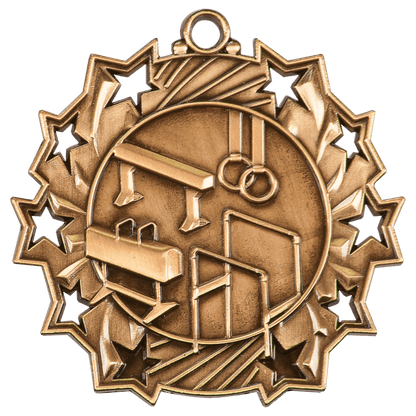 Ten Star Gymnastics Medal 2.25" / Bronze (Copper Tone)