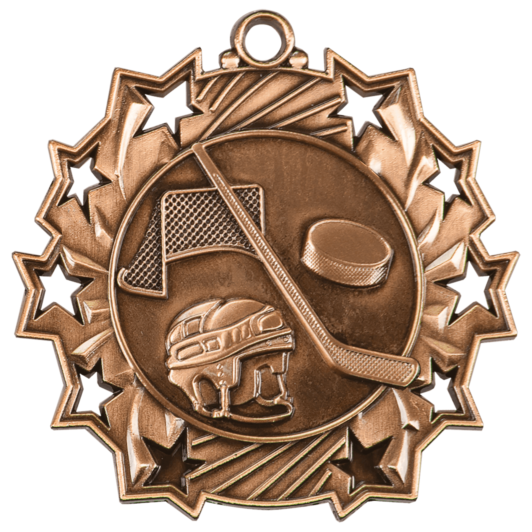 Ten Star Hockey Medal 2.25" / Bronze (Copper Tone)
