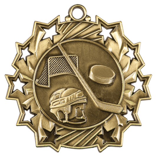 Ten Star Hockey Medal 2.25" / Gold
