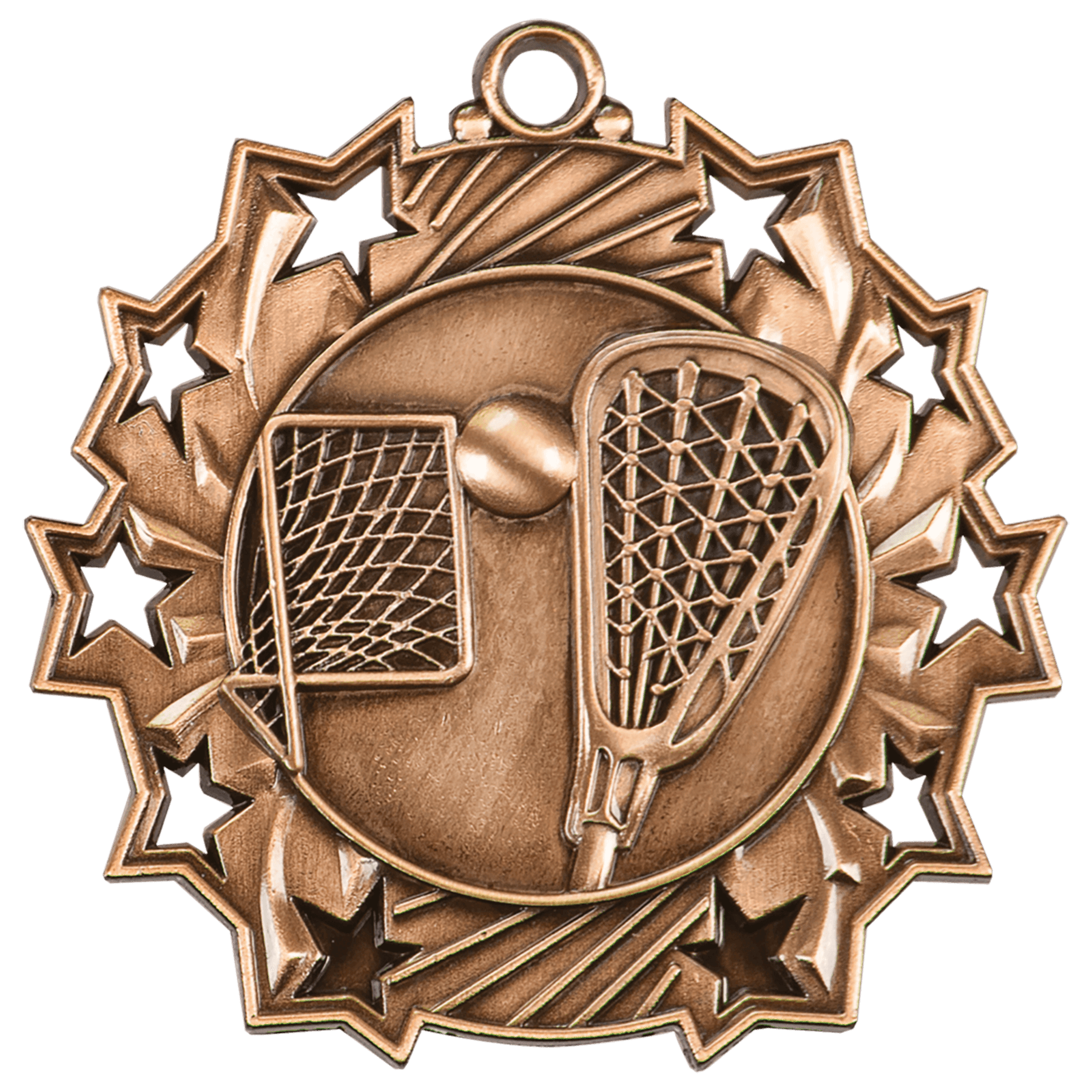 Ten Star LaCrosse Medal 2.25" / Bronze (Copper Tone)