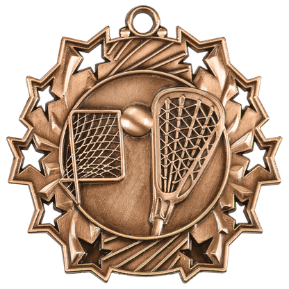 Ten Star LaCrosse Medal 2.25" / Bronze (Copper Tone)