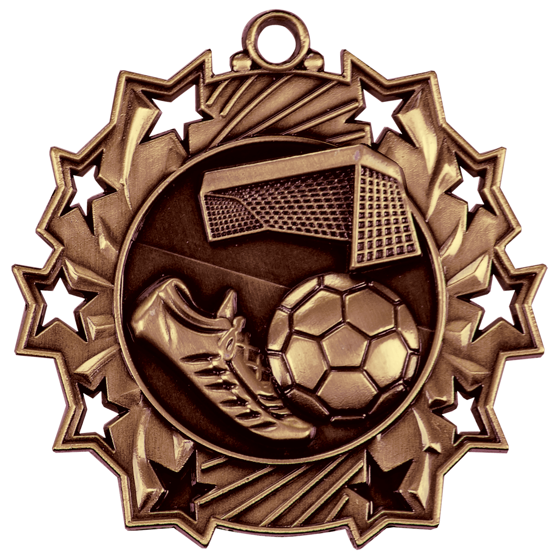 Ten Star Soccer Medal 2.25" / Bronze (Copper Tone)