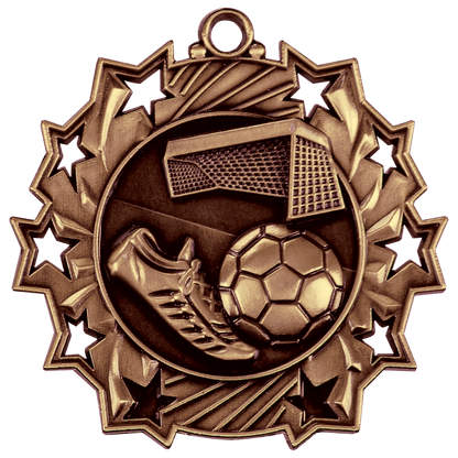 Ten Star Soccer Medal 2.25" / Bronze (Copper Tone)