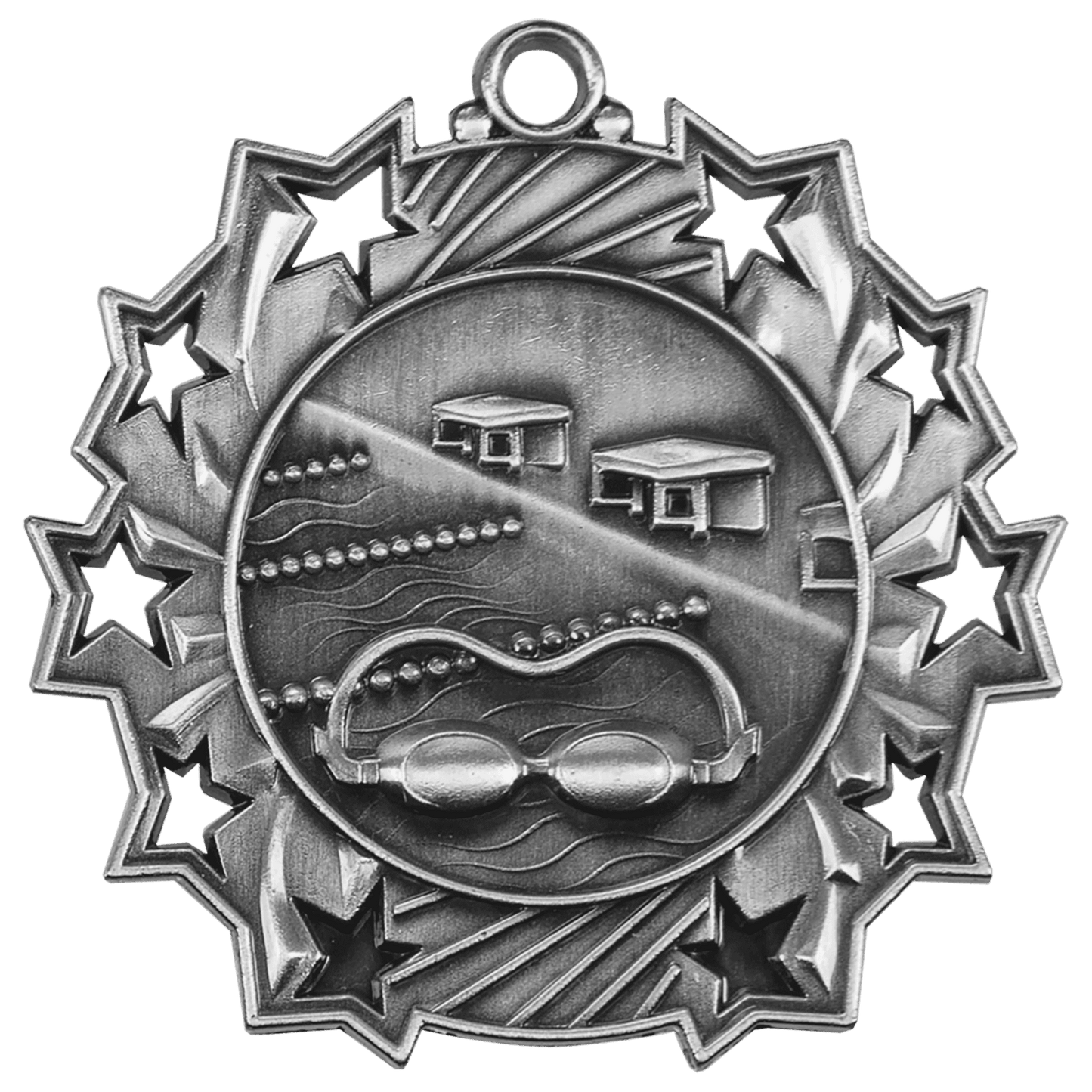 Ten Star Swimming Medal 2.25" / Silver