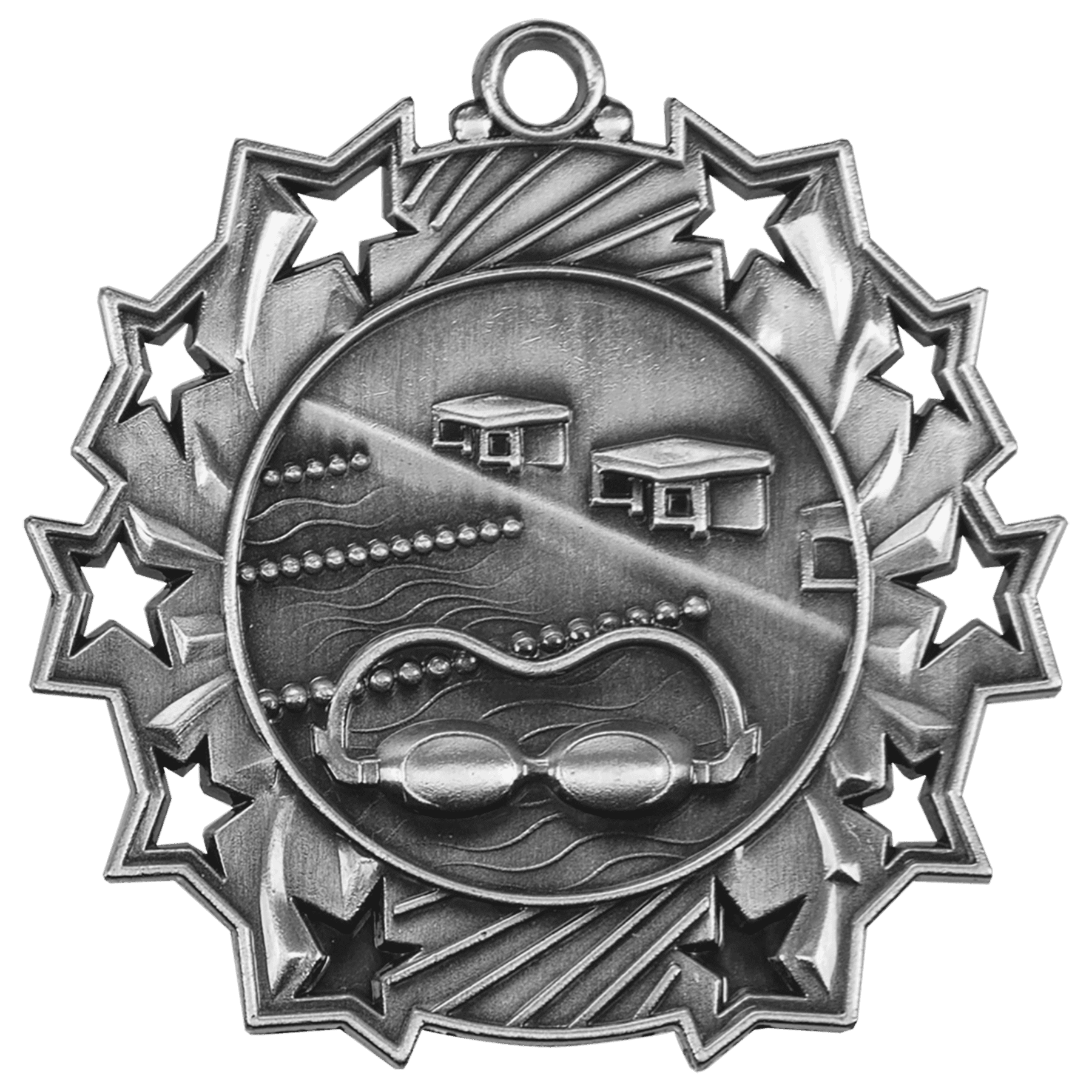Ten Star Swimming Medal 2.25" / Silver