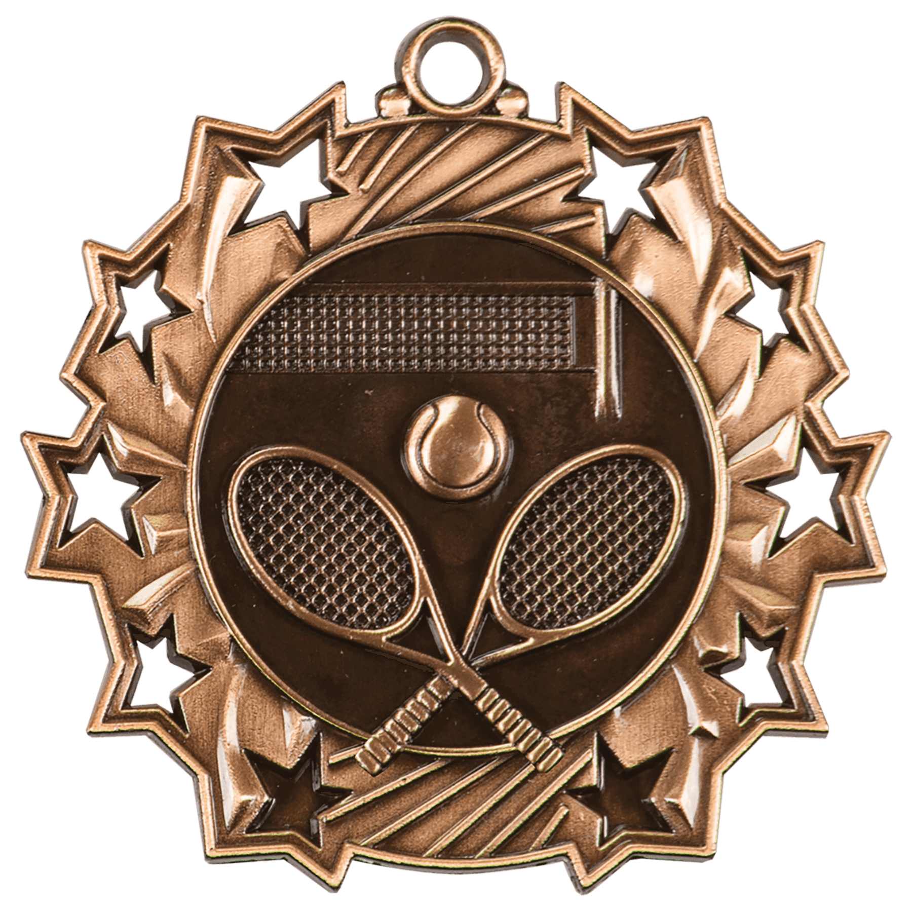 Ten Star Tennis Medal 2.25" / Bronze (Copper Tone)