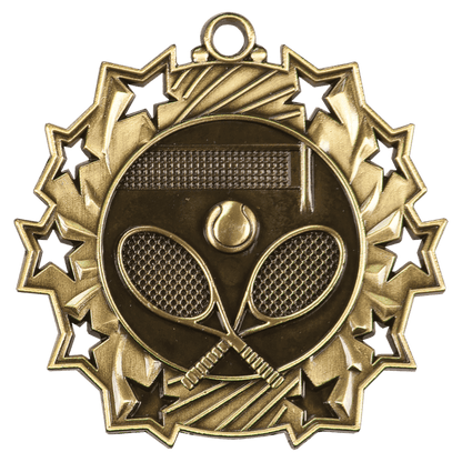 Ten Star Tennis Medal 2.25" / Gold