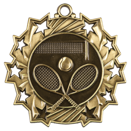 Ten Star Tennis Medal 2.25" / Gold