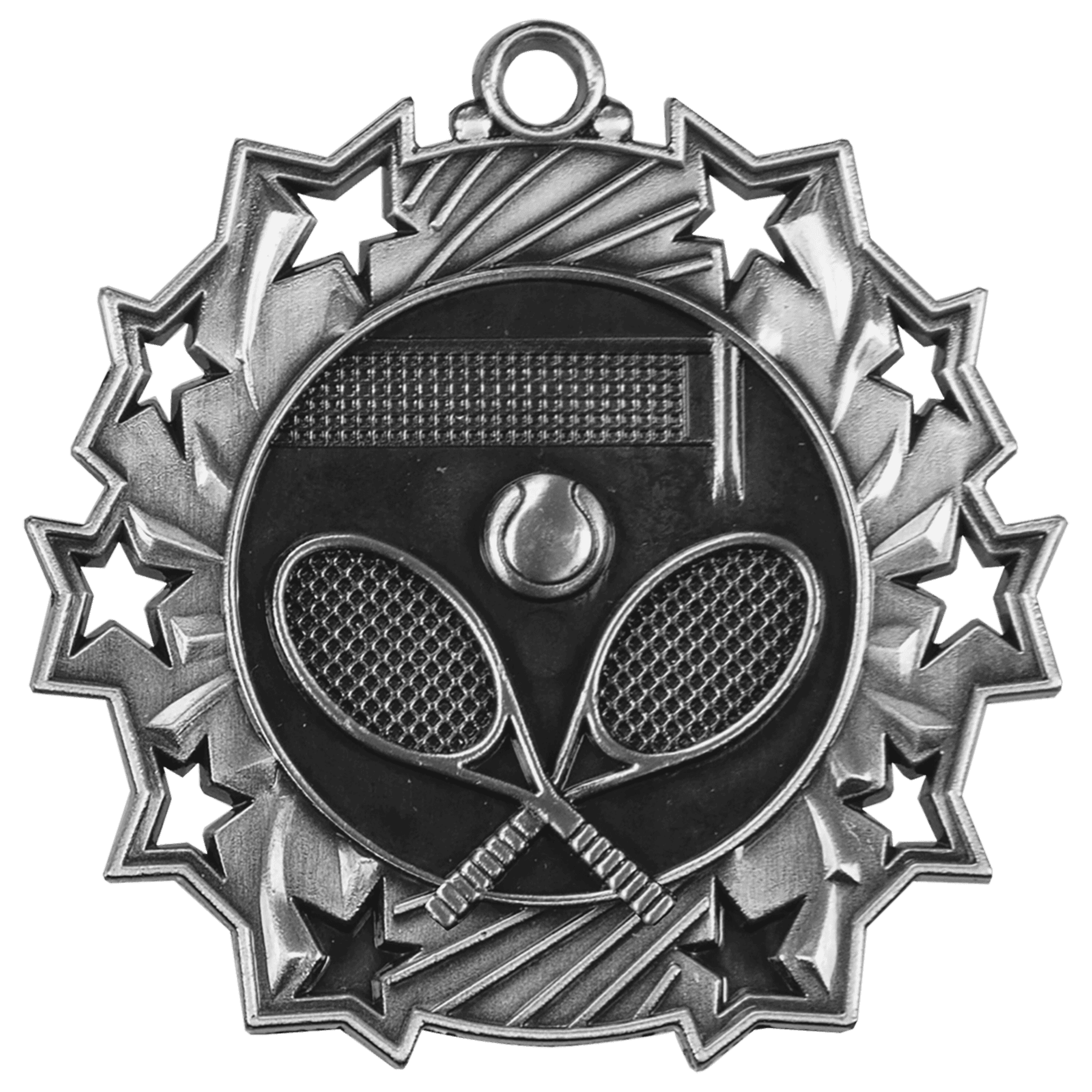 Ten Star Tennis Medal 2.25" / Silver