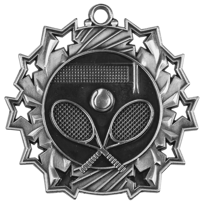 Ten Star Tennis Medal 2.25" / Silver