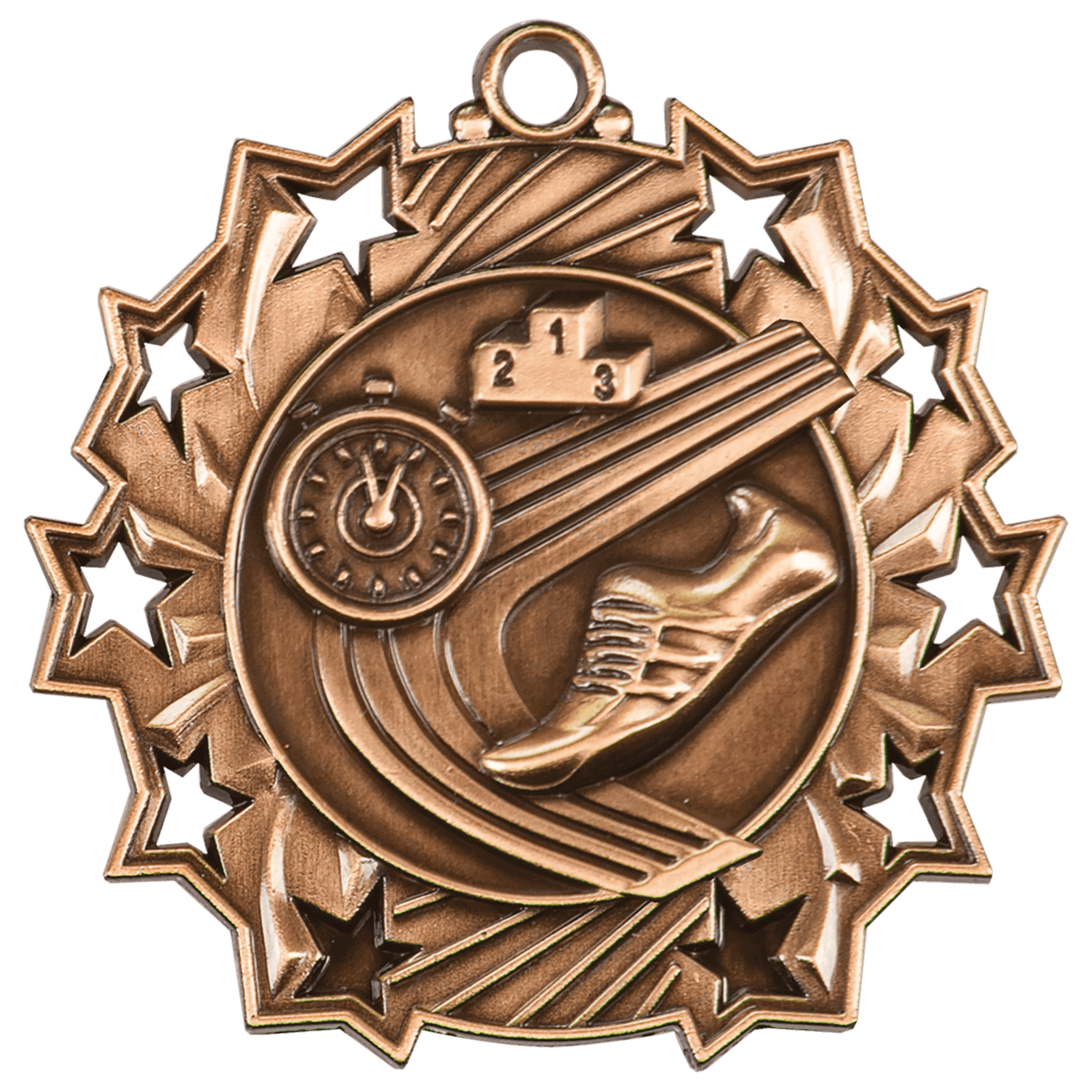 Ten Star Track Medal 2.25" / Bronze (Copper Tone)