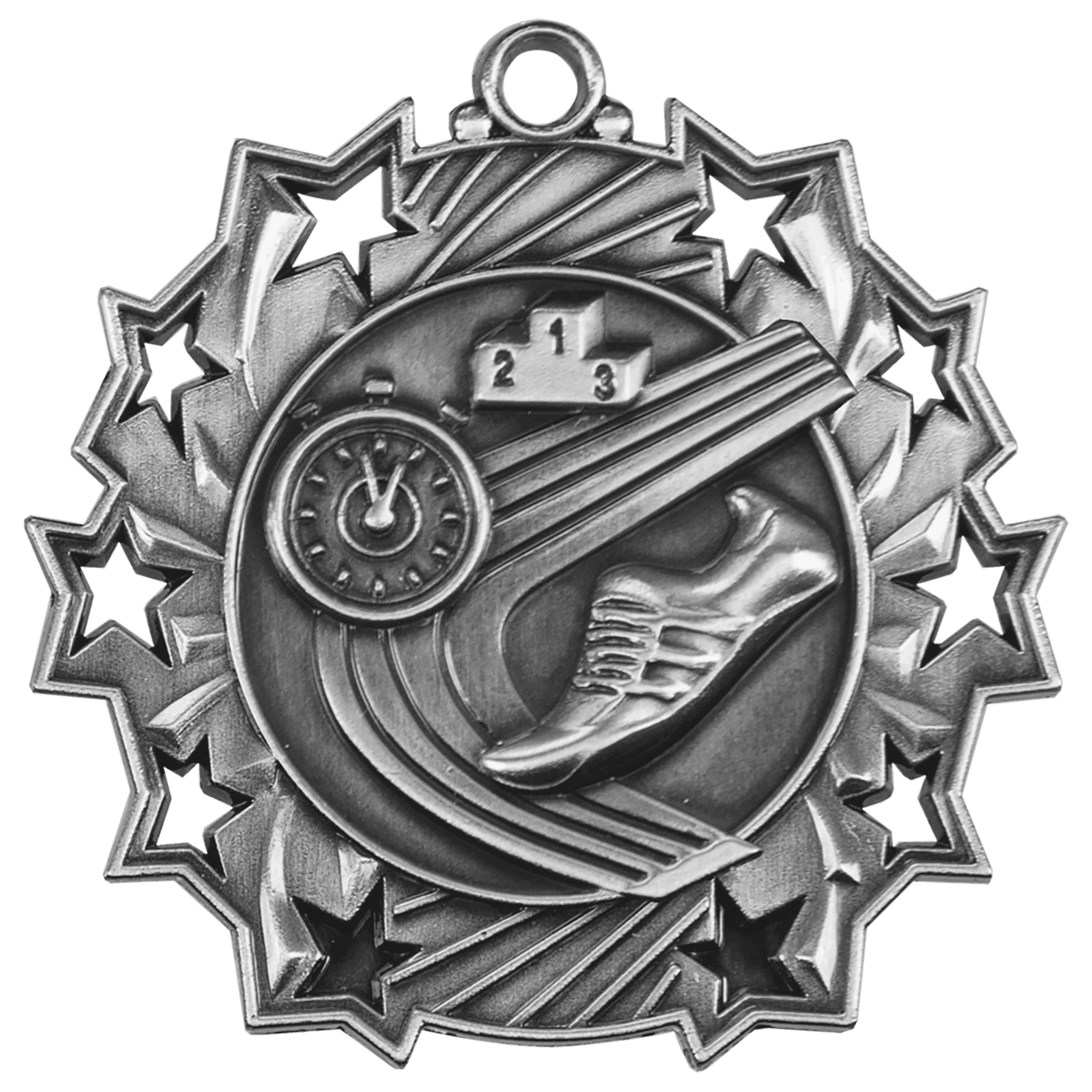 Ten Star Track Medal 2.25" / Silver
