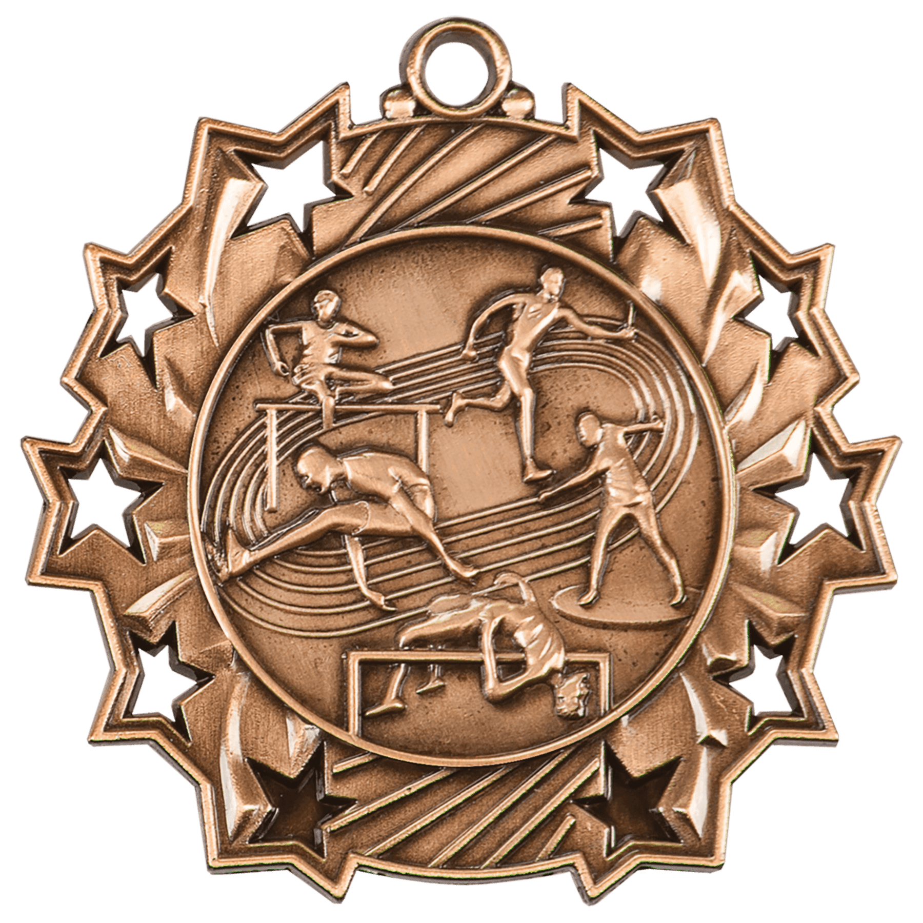 Ten Star Track & Field Medal 2.25" / Bronze (Copper Tone)