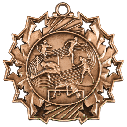 Ten Star Track & Field Medal 2.25" / Bronze (Copper Tone)