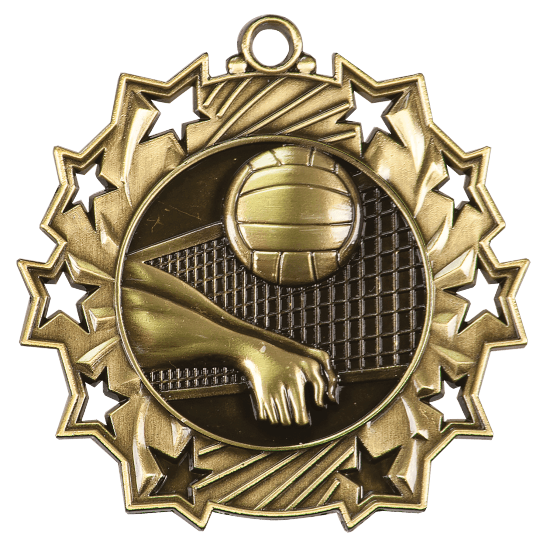 Ten Star Volleyball Medal 2.25" / Gold