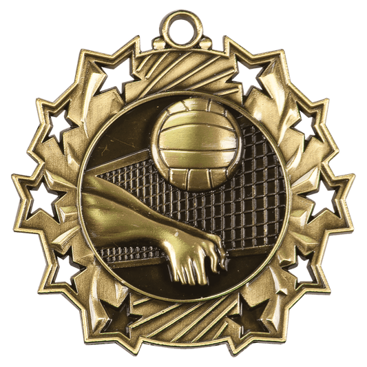 Ten Star Volleyball Medal 2.25" / Gold