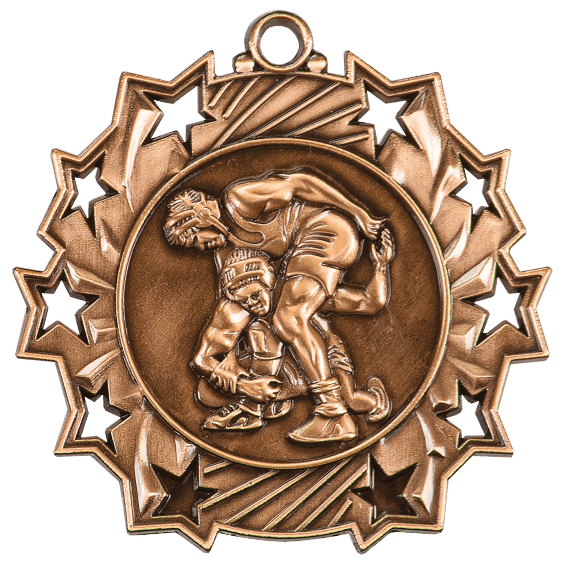 Ten Star Wrestling Medal 2.25" / Bronze (Copper Tone)