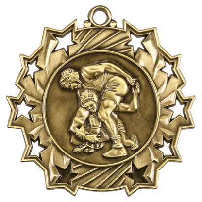 Ten Star Wrestling Medal 2.25" / Gold
