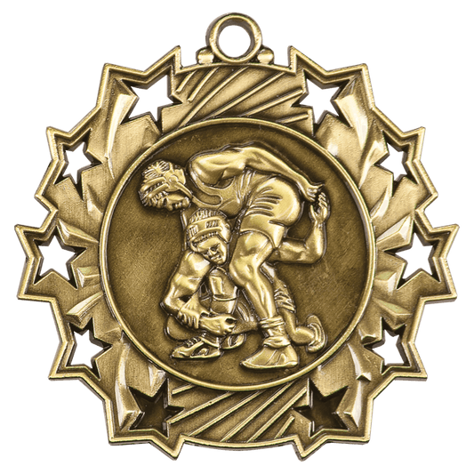 Ten Star Wrestling Medal 2.25" / Gold