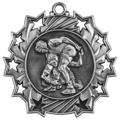 Ten Star Wrestling Medal 2.25" / Silver