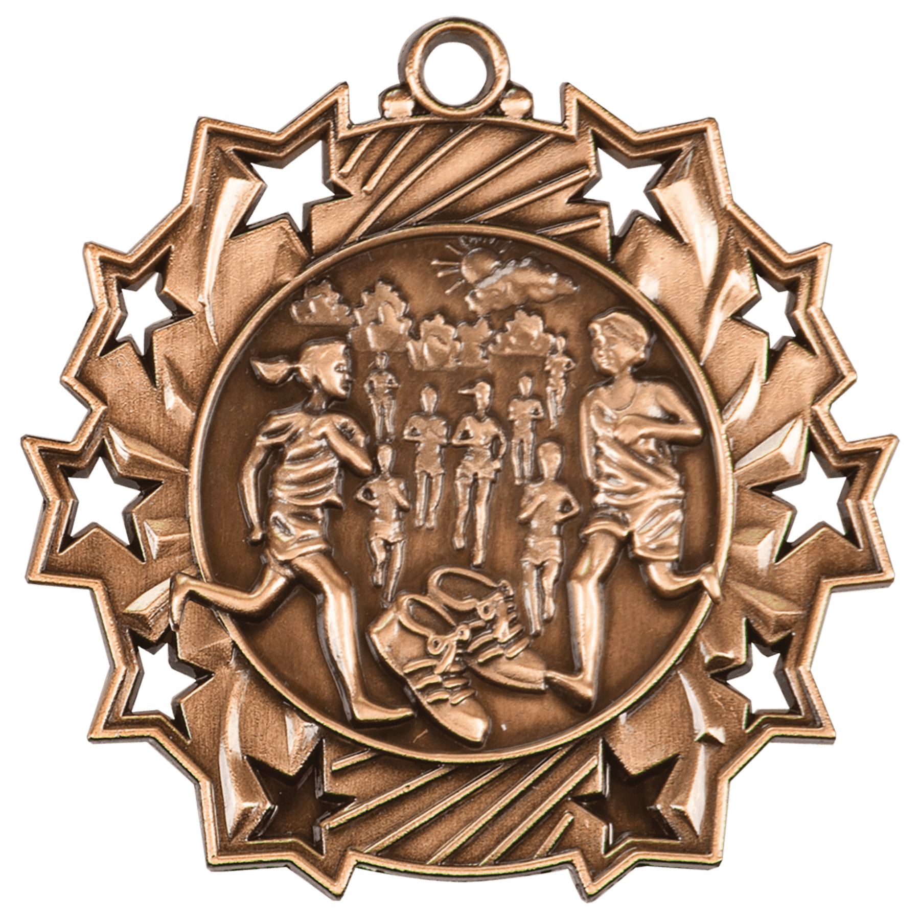 Ten Star Cross Country Medal 2.25" / Bronze (Copper Tone)