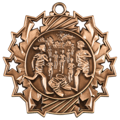 Ten Star Cross Country Medal 2.25" / Bronze (Copper Tone)