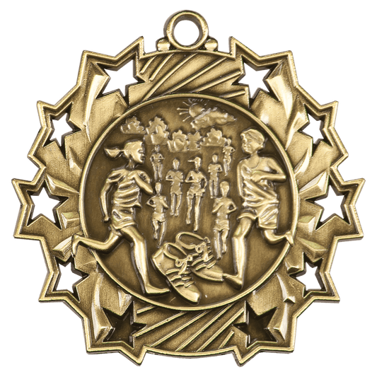 Ten Star Cross Country Medal 2.25" / Gold