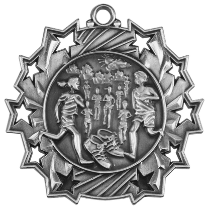 Ten Star Cross Country Medal 2.25" / Silver