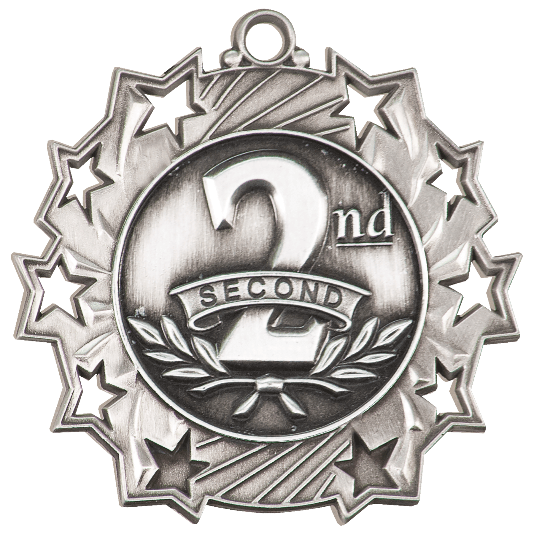 Ten Star 2nd Place Medal 2.25" / Silver